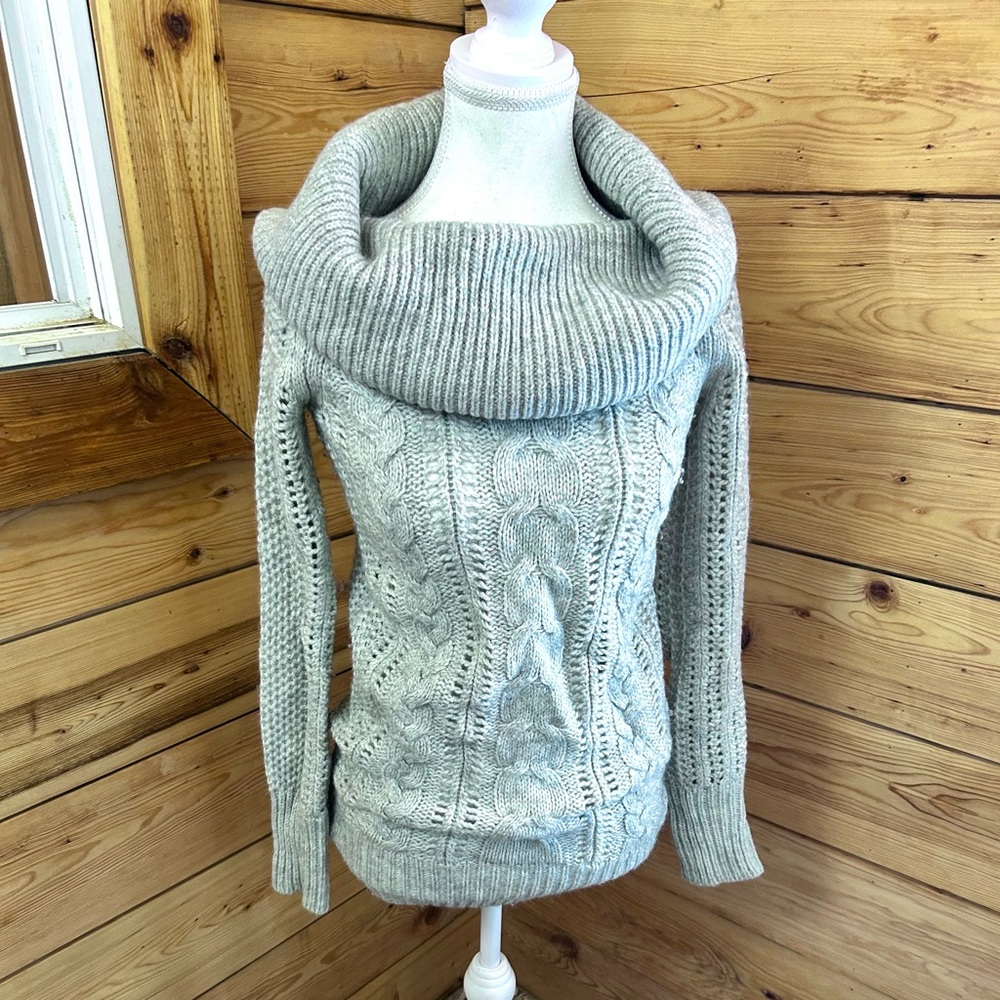 Merino Baby Alpaca Wool Women's Medium Cable Knit Turtleneck Sweater Vintage Y2K